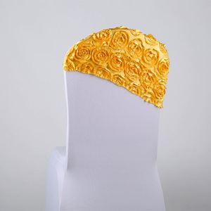 Spandex <span class=keywords><strong>rose</strong></span> rosette ดอกไม้เก้าอี้ sashes สำหรับเก้าอี้ - Product Image 4