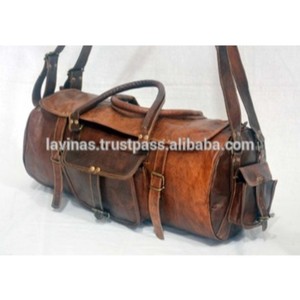Sac de sport en cuir vintage fabriqué à la main de qualité luxueuse avec plusieurs compartiments disponibles au prix de gros de l'Inde - Product Image 1