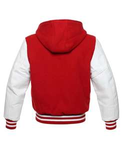 Chaqueta de bombardero universitaria de lana de béisbol Leatherman de alta calidad, capucha de piel de tela satinada Unisex, manga de cuero de talla grande para invierno - Product Image 1