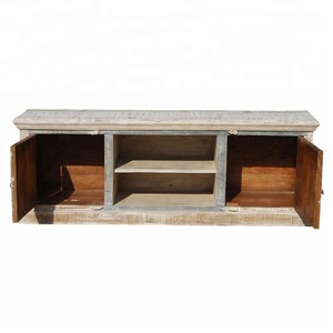 Mesa de TV con centro de medios de madera reciclada rústica - Product Image 3