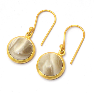 Boucles d'oreilles en argent sterling 925 plaqué or pierre précieuse de silex bijoux à la mode à la mode pour la fête de fiançailles de mariage - Product Image 1