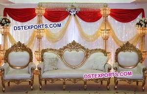 Best Jewish Wedding Stage Sofa Set Phenomenal Wedding Stage Furniture Set Golden Diamond Wedding Stage Furniture Set - Product Image 6