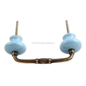 Poignée d'armoire faite à la main bleu craquelé céramique pont design en vrac poignées de commode Lot Vintage tiroir armoire porte tirer vente en gros - Product Image 1