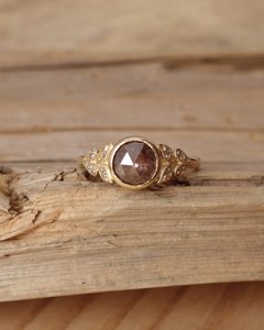 1.08 Carat Fantaisie Antique Rose Cut Rustique Diamant Floral Bague 14k Jaune Or Antique Diamant Bague pour Femmes Vintage Diamant Bague - Product Image 3