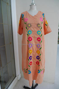 Hand Embroidery Mexican Style Beach <b>Wedding</b> <b>Dress</b> Summer Resort Swim Cover Up <b>Hippie</b> Bridesmaid Maxi <b>Dress</b> Boho Cotton Sundress - Product Image 4