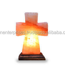Lámparas de Sal con Forma de Cruz Navideña, Talladas en Material Orgánico con Tema de Ángel, 5x5x8 Pulgadas, para Sian Enterprises - Product Image 2
