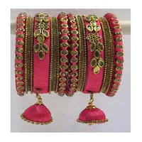 Multi-Color Velvet Thread Bangle Bracelets from India