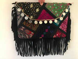 Bolso bandolera hecho a mano con diseño de patchwork y forro de algodón con aspecto envejecido - Product Image 2