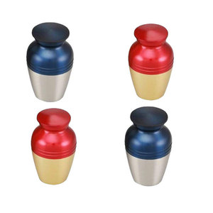 Blue With Pewter <b>Keepsake</b> Aluminum Cremation Urn for Funeral <b>Ashes</b> Metal Brass/Aluminum - Product Image 4