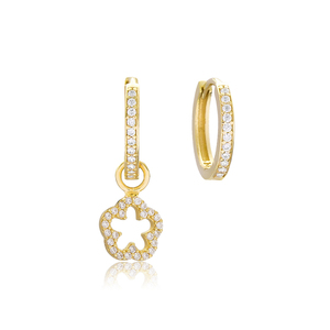 ดอกไม้รูปร่างเพทายหินชุบทองต่างหูตุรกี925เงินสเตอร์ลิงสำหรับผู้หญิงเครื่องประดับ - Product Image 1