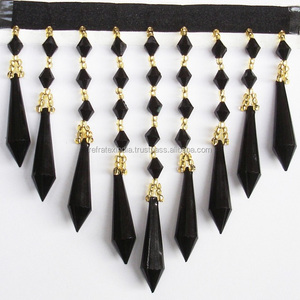 Black <b>Beaded</b> <b>Fringe</b> Good Quality <b>Fringe</b> Manufacture From India - Product Image 1