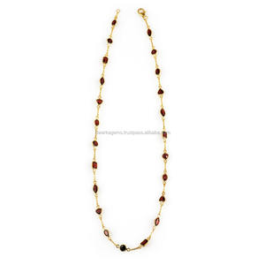 Natural <b>Amethyst</b> Garnet Gemstone <b>Necklace</b> Gold Plated 925 Sterling Silver Bezel Set <b>Necklace</b> - Product Image 1