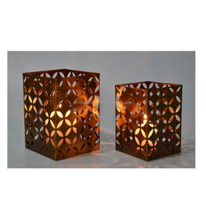 Handcrafted Antique Metal Filigree Design Pillar Candle Votive Holder Home <b>Decorative</b> <b>Lantern</b> Box Packed Jars IHA Brand Model - Product Image 1