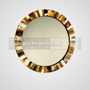 Decorative Round Horn Inlay Wall <b>Mirror</b> with <b>Hanging</b> Design Luxury Accent <b>Mirror</b> for Bathroom Bedroom Living Room Entryway Home - Product Image 4