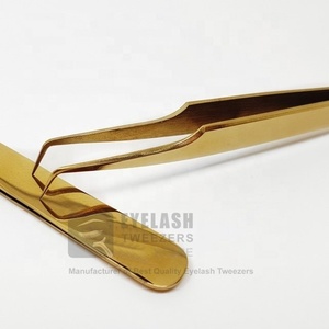 Custom Logo 90 Degree Volume <b>Tweezers</b> Solid Stainless Steel Gold Plated Hand Tested Eyelash Extension Tool Sustainable 11cm - Product Image 1