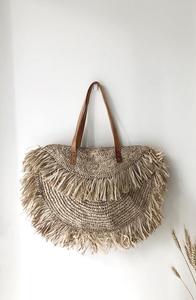 Bolso de rafia Estilo Vintage con correa de piel auténtica - Product Image 2