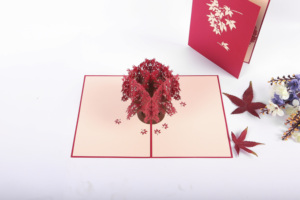 Bán buôn <span class=keywords><strong>3D</strong></span> thủ công mỹ nghệ Kirigami thẻ đỏ Maple pop-up cây cho đám cưới & Món quà sinh nhật tình yêu-phong cách giấy thủ công từ Việt Nam - Product Image 6