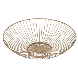 <b>Metal</b> Wire Gold Round Fruit Bowl, Wrought Iron Kitchen Utensil <b>Basket</b>, Countertop <b>Basket</b>, Farmhouse <b>Basket</b>, Multi-Purpose <b>Basket</b> - Product Image 1
