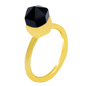 Belle pierre précieuse Onyx noir 925 argent Sterling plaqué or à la main bague unie bijoux bague à la mode pour cadeau de mariage fête - Product Image 1