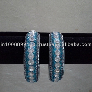 Brazalete de cristal azul y plateado indio, brazaletes de encaje para mujer, azul dorado brillante para mujeres y niñas, conjunto de brazalete de encaje para mujer - Product Image 3