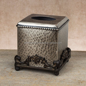 Caja de pañuelos metálica chapada en oro, tamaño personalizado - Product Image 5