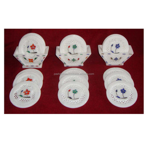 Exclusive <b>White</b> Marble Tea <b>Coaster</b> Set - Product Image 1