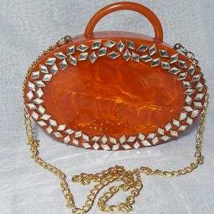 Bolso de mano de resina de piedra y Kundan para mujer, Cartera de mano de resina de mármol verde, mopa - Product Image 4