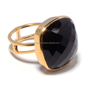 นิลดําอัญมณีธรรมชาติ 925 เงินสเตอร์ลิงค็อกเทล Handmade แหวนเครื่องประดับเงิน - Product Image 1