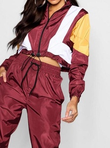 เสื้อแจ็คเก็ตกันลมไนลอนสำหรับผู้หญิง แบบสั่งทำสีตัดต่อ ครอปท็อป กันน้ำ ระบายอากาศ ไซส์พลัส - Product Image 3