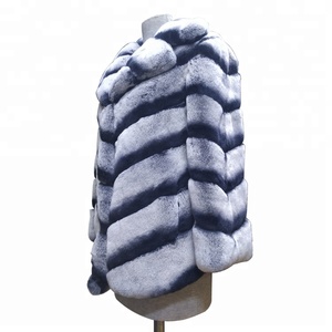 Labios nuevo conejo Rex Chinchilla chaqueta para mujeres teñido ropa de piel - Product Image 5