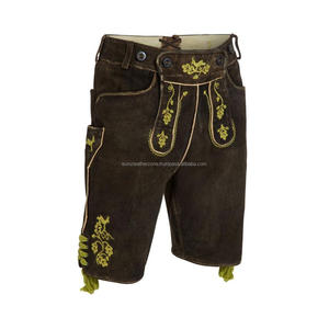 Bavarois Lederhosen Antik Vintage Trachten Shorts brodé coupe-vent Anti-rides maternité grande taille en cuir véritable - Product Image 1