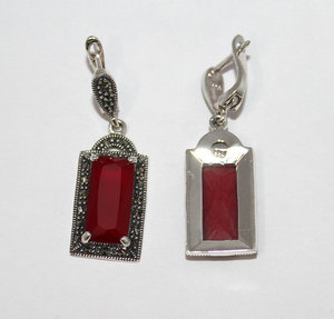 925 piedra roja de plata esterlina con colgante de piedra preciosa de marcasita-anillo-pendiente conjunto de joyas para venta al por mayor - Product Image 2