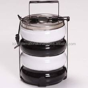 King International's Best Porte-aliments en acier inoxydable de haute qualité Dernière conception Boîte à lunch indienne Stockage de couleur noir blanc - Product Image 1
