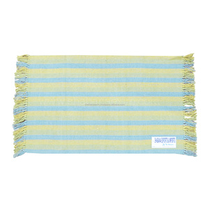 Alfombra de interior con acento tejido indio con patrón de rayas de alta calidad, Alfombra tejida a mano de algodón para dormitorio - Product Image 3