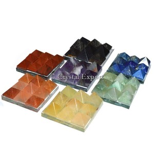 Mix Seven <b>Chakra</b> Lemurian Pyramid Plate <b>Set</b> - Product Image 1