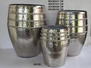 Vase martelé finition nickel avec pot en terre cuite de style indien Vase martelé Décoration de la maison Décoration de mariage - Product Image 6