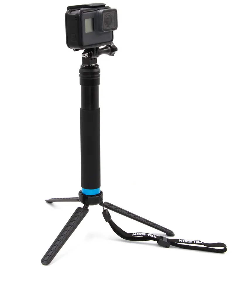 Aluminum Selfie Stick and Tripod in Handle Selfie Pole Monopod with Cellphone Clip Mount Extend to 98CM for Action cameras