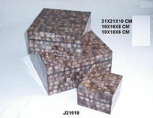 Vente chaude Moderne Mère Perle Incrustation Mosaïque À La Main Carré Motif Géométrique Boîte À Bijoux Organisateur Disponible Toutes Les Tailles pour - Product Image 3