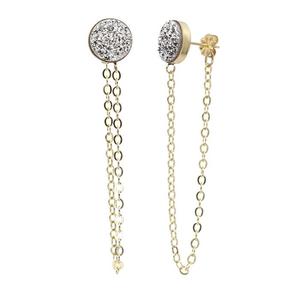 Proveedor al por mayor de pendientes personalizados Druzy de Plata de Ley 925 con bisel Vermeil para mujeres hermosas, proveedor ODM OEM - Product Image 1