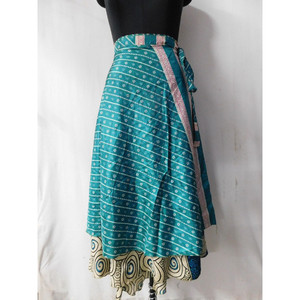 Sari en soie vintage à fleurs, grande taille, été, vêtements pour femmes, jupe longue à enrouler, deux couches, réversible, robes bohèmes à la taille - Product Image 1