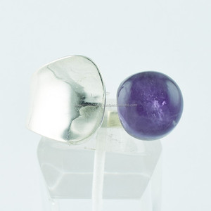 Pierre d'améthyste en argent sterling 925 faite à la main au design unique pierre précieuse unisexe pour mariage fiançailles fête directe inde grossiste - Product Image 1