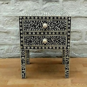 Mesa auxiliar con incrustaciones de hueso, muebles con incrustaciones de hueso hechos a mano - Product Image 6