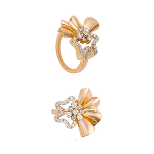 Rikhava Diamonds Ladies Elegant 18kt Rose <b>Gold</b> Round Brilliant Cut Diamond Bezel Setting <b>Ring</b> <b>Set</b> Luxury Jewelry - Product Image 1