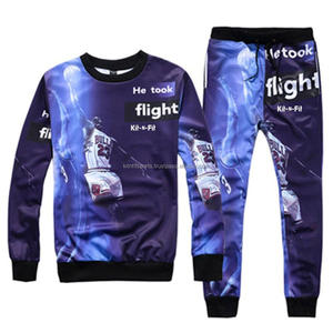 2024 vêtements de sport sublimé hommes personnalisé Streetwear empilé Joggers ensemble hommes survêtement évasé à manches courtes t-shirt survêtement ensemble - Product Image 2