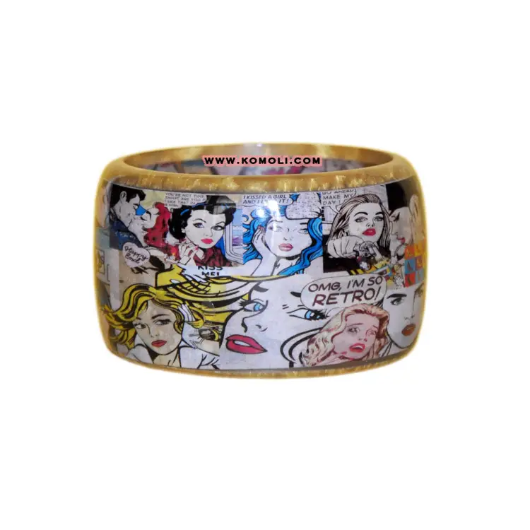 Comic pop art resin bangles bracelets bulk custom jewelry