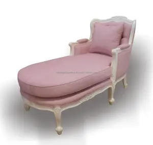 Furnitur: Furnitur Perancis, Lounge Chaise Merah Muda Cantik