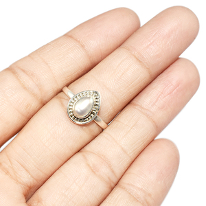 Perles blanches modernes en forme de poire, bagues en argent Sterling 925, pierres précieuses, bijoux en argent Sterling 925, vente en gros - Product Image 4
