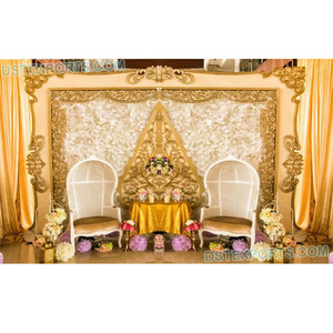 Grand cadre en fibre dorée pour mariage, look élégant, grand cadre en fibre, cadre de scène de réception florissant, décoration d'Afrique du Sud - Product Image 1