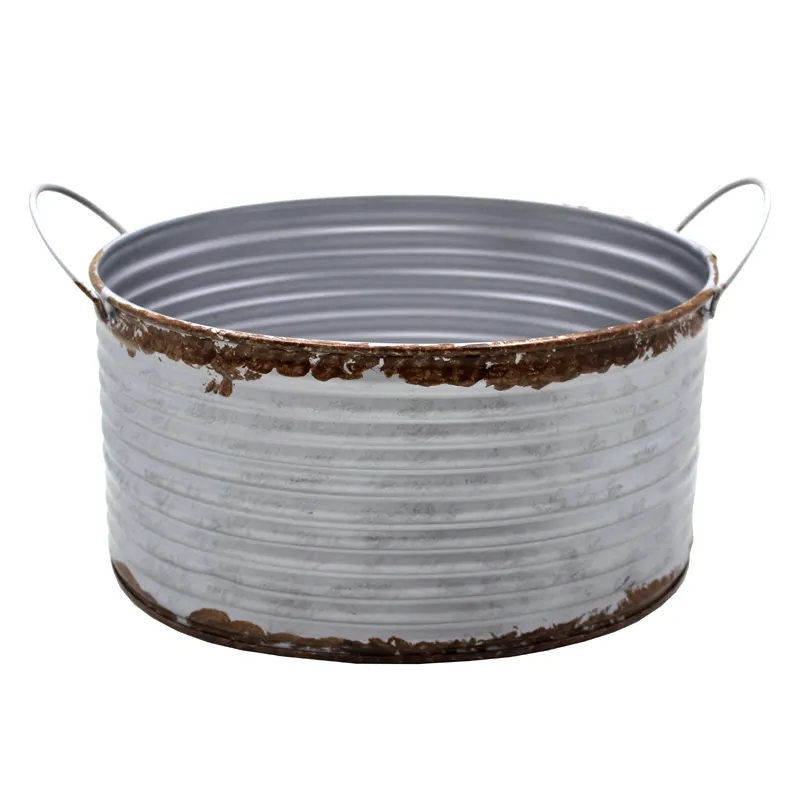 New Arrival Indoor Decorative Oval Planter grey With Rust Color New Design Garden Pot For Outdoor & Garden Decoration