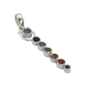 Gran oferta, collar con colgante de Chakra de múltiples piedras preciosas de iolita de Plata de Ley 925, colgantes y dijes de joyería fina - Product Image 1